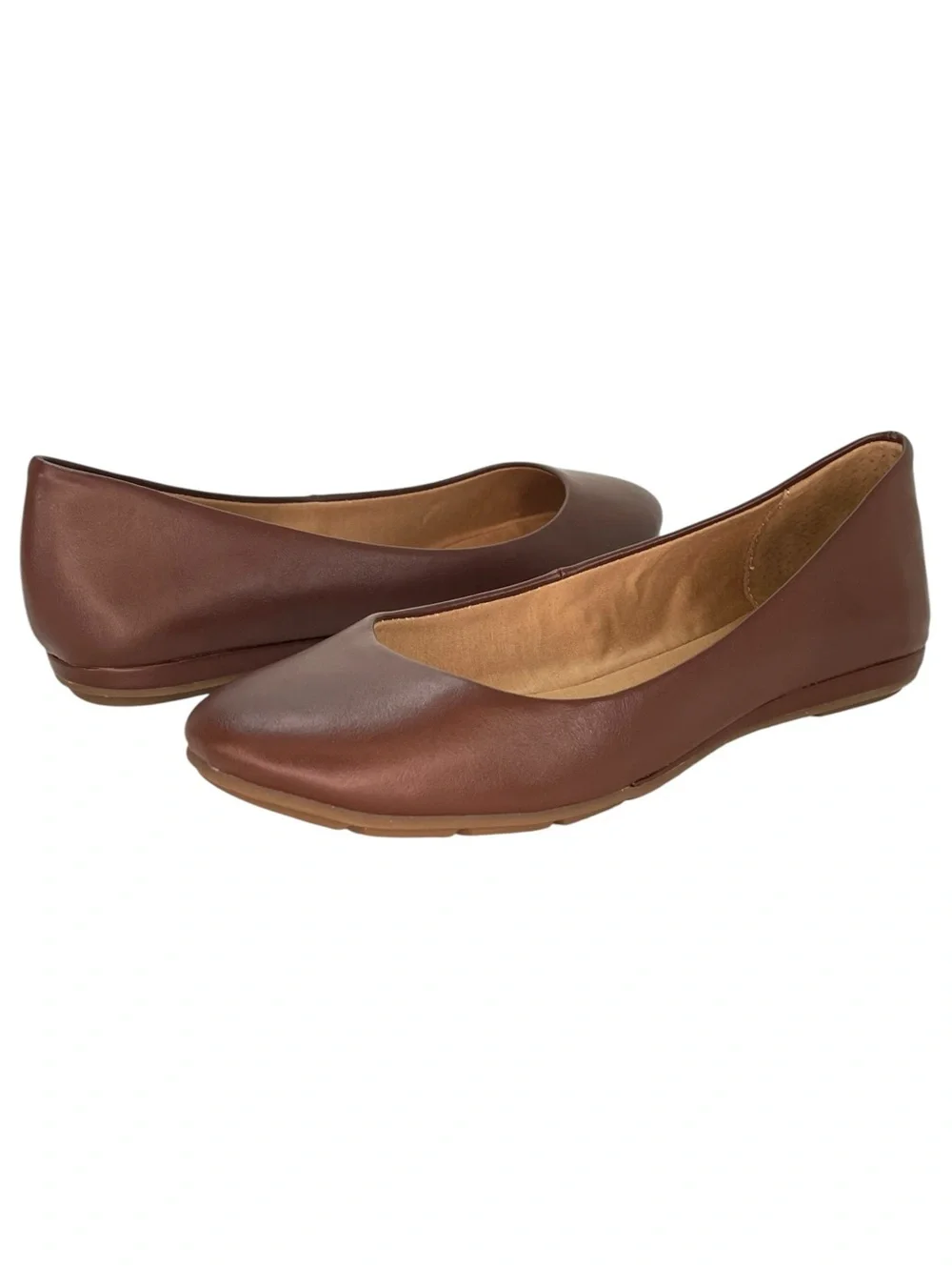 Sun + Stone Eliana Brown Faux Leather Womens Flats Size 9.5M